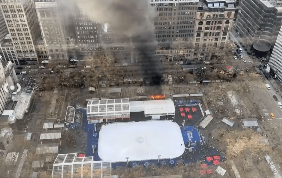 Fire erupts at Bryant Park holiday market in Manhattan